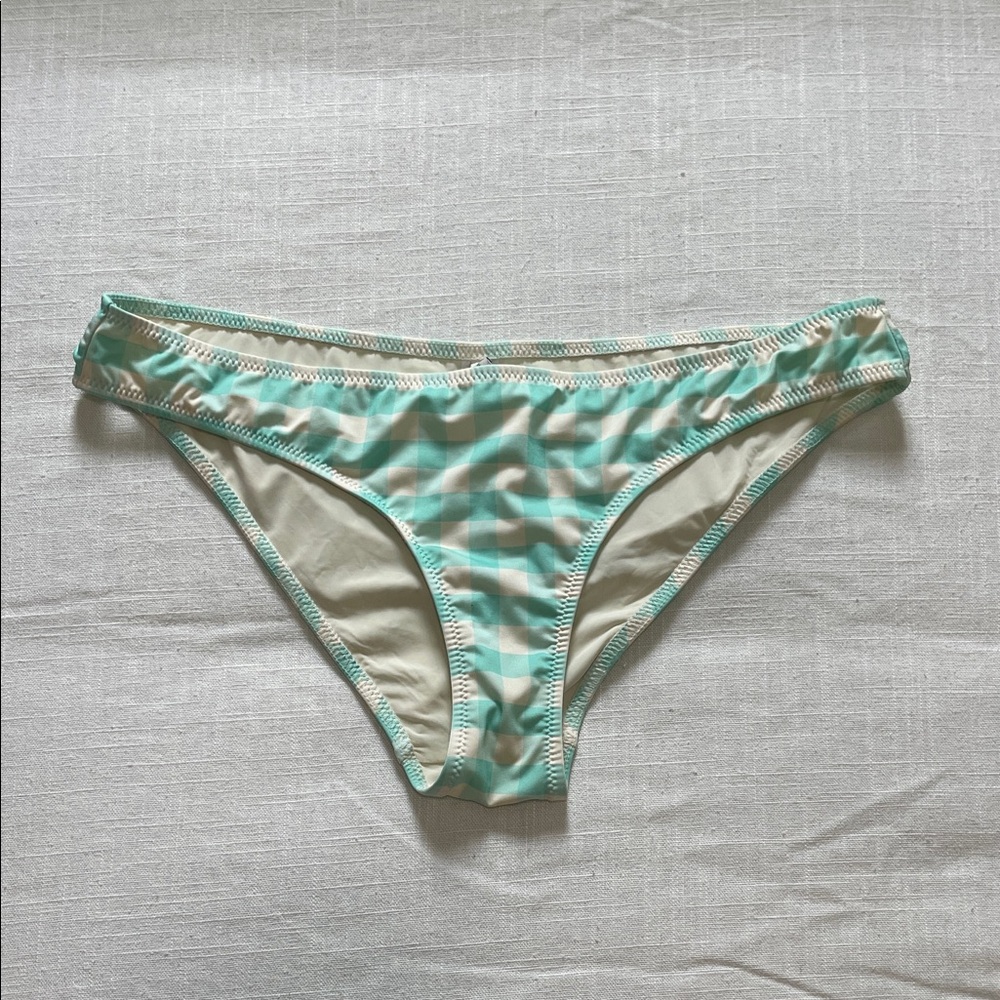 Solid And Striped Mint Green Checkered Bikini Bot… - image 1
